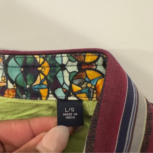 Robert Graham Men’s Striped Embroidered Paisley Contrasting Flip Cuff Shirt L - Picture 10 of 13